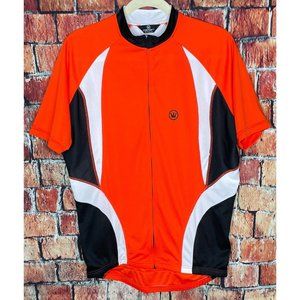 Canari Men’s Cycling Bike Jersey Short Sleeve Orange Black White Zip 3 Pocket